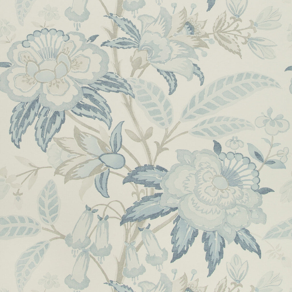 Samples and Purchasing available for Davenport Paper - Frost Blue Blue By Lee Jofa | Westport |Botanical & Floral  Wallcovering Print at Designer Wallcoverings and Fabrics