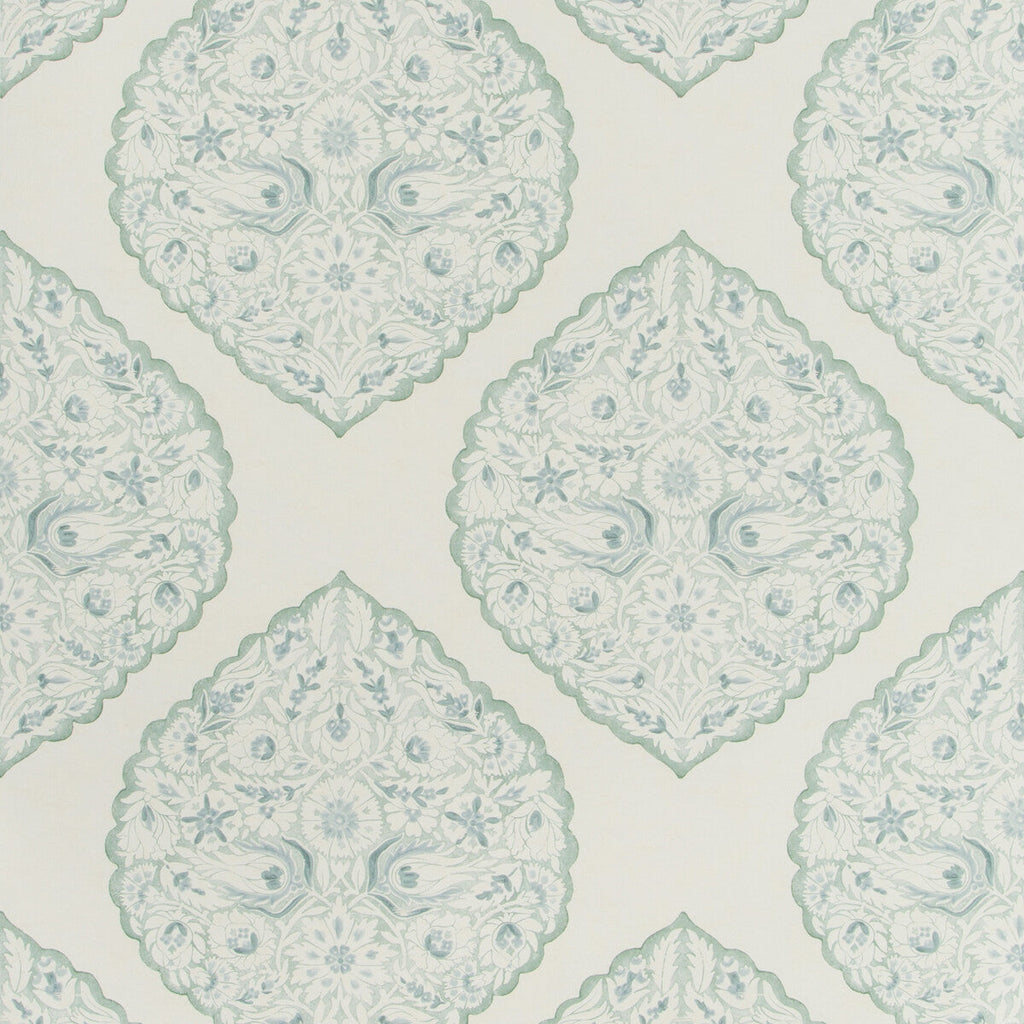 Samples and Purchasing available for Lido Paper - Mist Turquoise By Lee Jofa | Westport |Damask  Wallcovering Print at Designer Wallcoverings and Fabrics