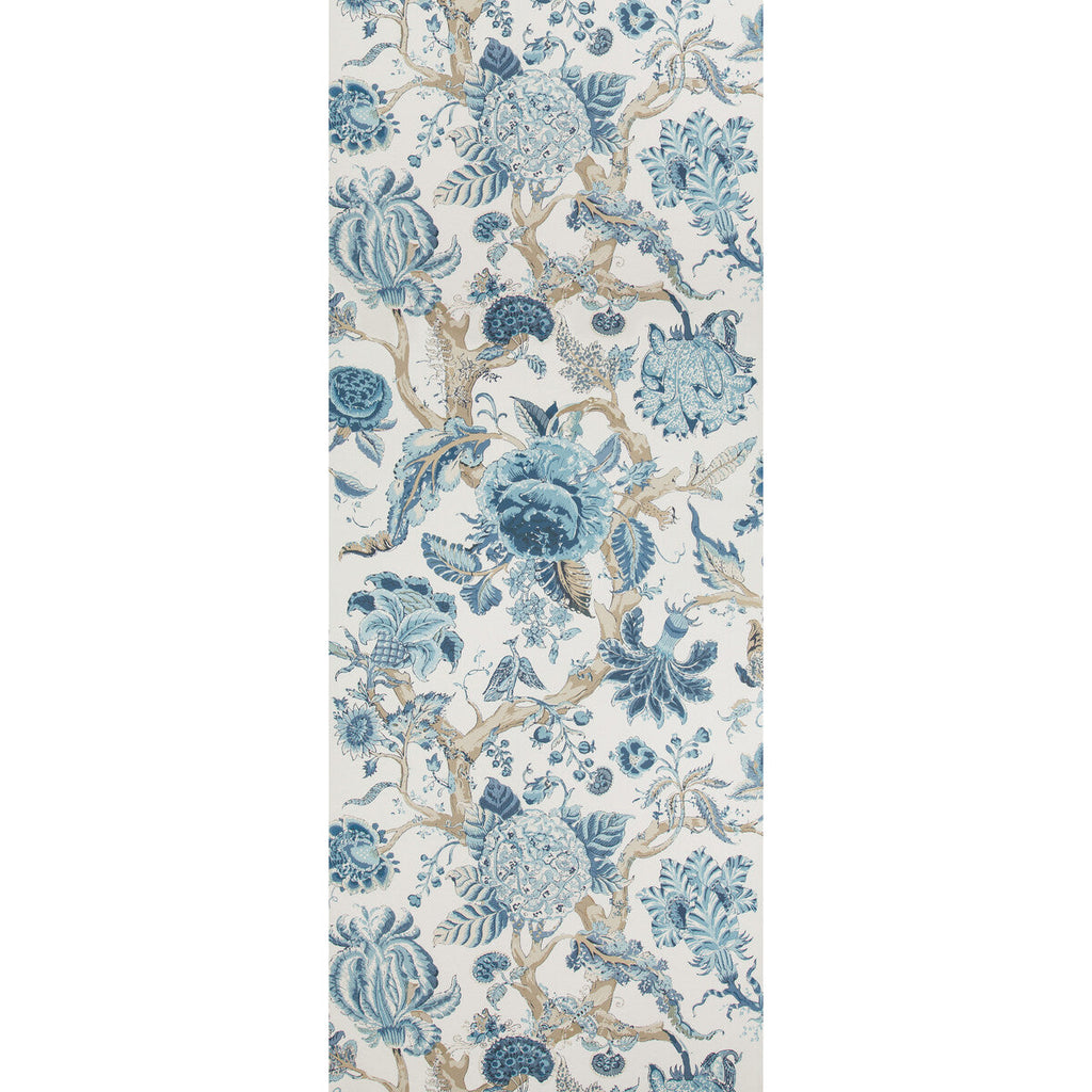 Samples and Purchasing available for Adlington Paper - Indigo  By Lee Jofa | Manor House Wallpaper |Botanical & Floral  Wallcovering Print at Designer Wallcoverings and Fabrics