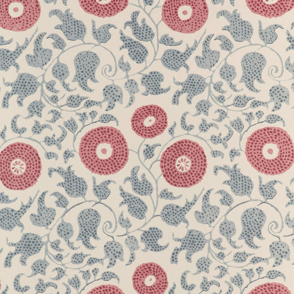 Samples and Purchasing available for Eldora - Sky/Brick Blue By Lee Jofa | Clare Wallcovering |Botanical & Floral  Wallcovering Print at Designer Wallcoverings and Fabrics