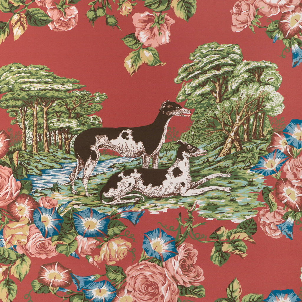 Samples and Purchasing available for Whippets Paper - Red Red By Lee Jofa | Lee Jofa 200 Wallcovering |Animal/Insects Novelty Wallcovering Print at Designer Wallcoverings and Fabrics