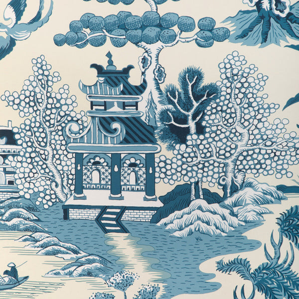 Samples and Purchasing available for Willow Lake Paper - Teal Beige By Lee Jofa | Lee Jofa 200 Wallcovering | Chinoiserie Wallcovering Print at Designer Wallcoverings and Fabrics