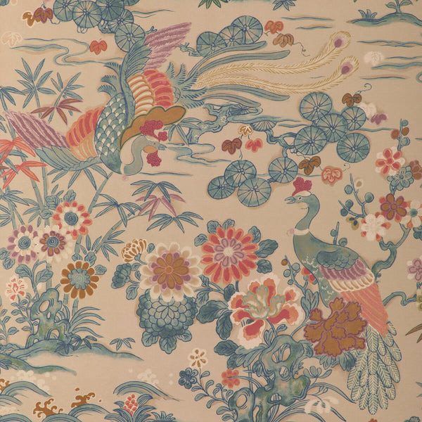 Samples and Purchasing available for Sakura Paper - Shore Beige By Lee Jofa | Garden Walk Wallcovering |Chinoiserie Botanical & Floral Wallcovering Print at Designer Wallcoverings and Fabrics