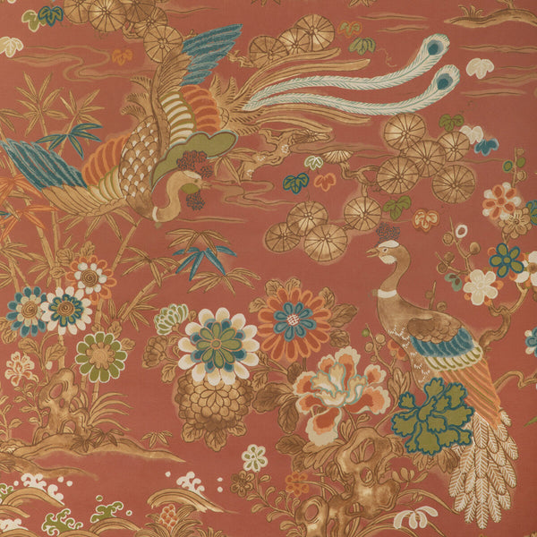 Samples and Purchasing available for Sakura Paper - Clay Red By Lee Jofa | Garden Walk Wallcovering |Chinoiserie Botanical & Floral Wallcovering Print at Designer Wallcoverings and Fabrics