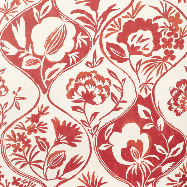 Samples and Purchasing available for Calathea Paper - Red Red By Lee Jofa | Garden Walk Wallcovering | Botanical & Floral Wallcovering Print at Designer Wallcoverings and Fabrics