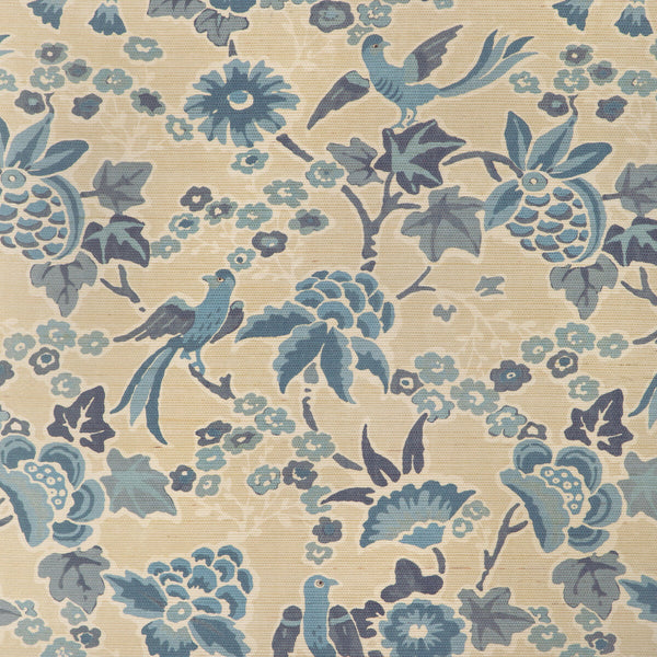 Samples and Purchasing available for Posy Paper - Sand/Sky Blue By Lee Jofa | Garden Walk Wallcovering |Animal/Insects Botanical & Floral Wallcovering Print at Designer Wallcoverings and Fabrics