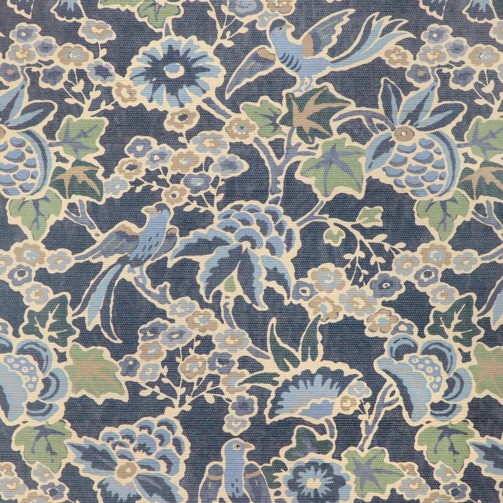 Samples and Purchasing available for Posy Paper - Denim/Slate Dark Blue By Lee Jofa | Garden Walk Wallcovering |Animal/Insects Botanical & Floral Wallcovering Print at Designer Wallcoverings and Fabrics