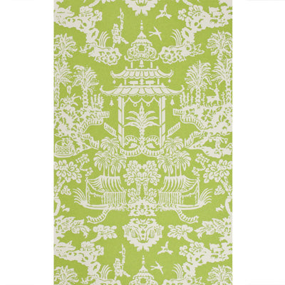 Samples and Purchasing available for Lhasa Paper - Green Green By Brunschwig & Fils |  | Chinoiserie Wallcovering Print at Designer Wallcoverings and Fabrics