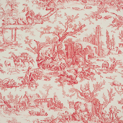 Samples and Purchasing available for Le Hameau - Crimson Burgundy/Red By Brunschwig & Fils |  | Toile Wallcovering Print at Designer Wallcoverings and Fabrics