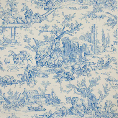 Samples and Purchasing available for Le Hameau - Bluebell Blue By Brunschwig & Fils |  | Toile Wallcovering Print at Designer Wallcoverings and Fabrics