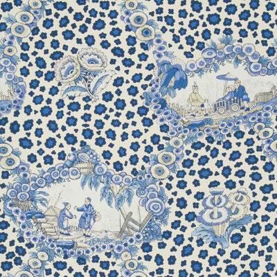 Samples and Purchasing available for Chinese Leopard Toile - Porcelain Blue By Brunschwig & Fils | Volume 57 |Animal/Insects Animal Skins Wallcovering Print at Designer Wallcoverings and Fabrics