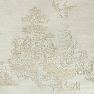 Samples and Purchasing available for La Pagode - Beige Ivory By Brunschwig & Fils | Les Ensembliers Wallpapers | Chinoiserie Wallcovering Embroidery at Designer Wallcoverings and Fabrics