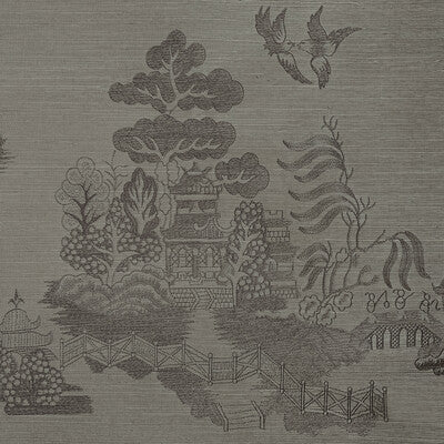 Samples and Purchasing available for La Pagode - Iron Charcoal By Brunschwig & Fils | Les Ensembliers Wallpapers | Chinoiserie Wallcovering Embroidery at Designer Wallcoverings and Fabrics