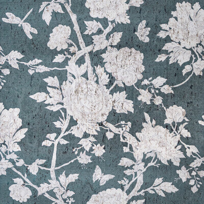 Samples and Purchasing available for Les Pivoines - Teal Teal By Brunschwig & Fils | Les Ensembliers Wallpapers | Botanical & Floral Wallcovering Print at Designer Wallcoverings and Fabrics