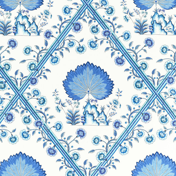 Samples and Purchasing available for Loire - Blue Blue By Brunschwig & Fils | Louverne Wallpapers | Botanical & Floral Wallcovering Print at Designer Wallcoverings and Fabrics