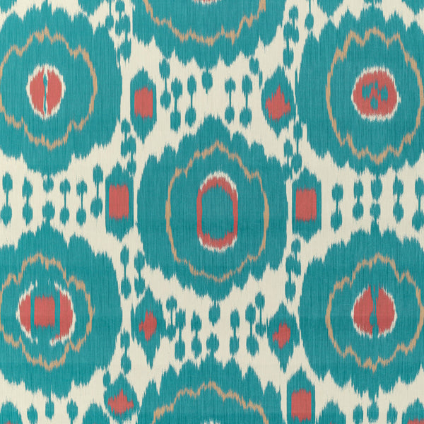 Samples and Purchasing available for Mayenne - Aqua Turquoise By Brunschwig & Fils | Louverne Wallpapers | Ikat/Southwest/Kilims Wallcovering Print at Designer Wallcoverings and Fabrics