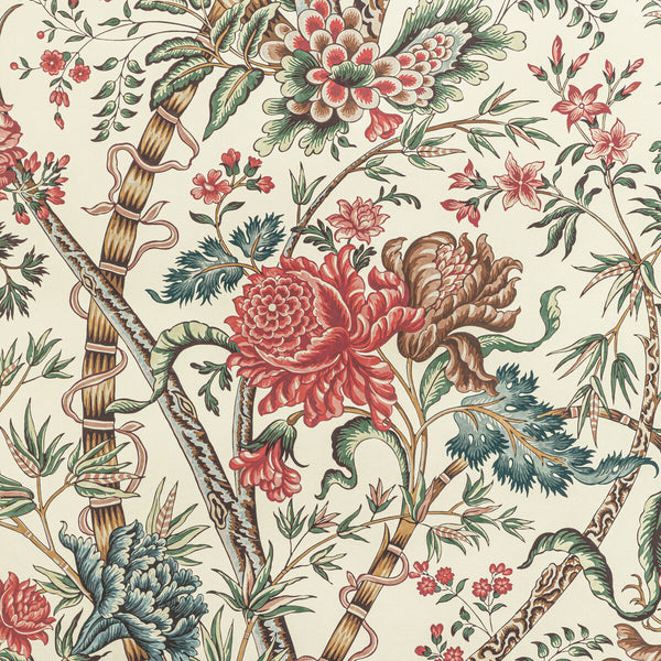 Samples and Purchasing available for Luberon - Red/Teal Red By Brunschwig & Fils | Manoir Wallpapers |Botanical & Floral Jacobeans Wallcovering Print at Designer Wallcoverings and Fabrics