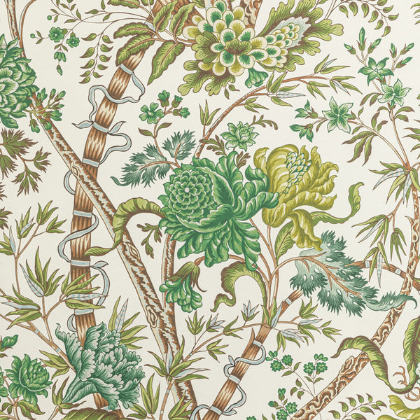 Samples and Purchasing available for Luberon - Green/Leaf Green By Brunschwig & Fils | Manoir Wallpapers |Botanical & Floral Jacobeans Wallcovering Print at Designer Wallcoverings and Fabrics