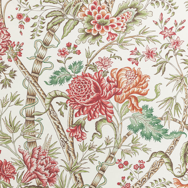 Samples and Purchasing available for Luberon - Berry/Leaf Coral By Brunschwig & Fils | Manoir Wallpapers |Botanical & Floral Jacobeans Wallcovering Print at Designer Wallcoverings and Fabrics