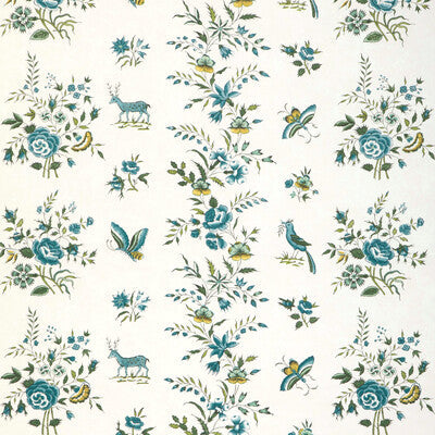 Samples and Purchasing available for Aurel - Aqua/Leaf White By Brunschwig & Fils | Cadenet Wallpapers |Animal/Insects Botanical & Floral Wallcovering Print at Designer Wallcoverings and Fabrics