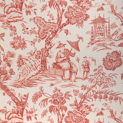 Samples and Purchasing available for Marcel - Red White By Brunschwig & Fils | Cadenet Wallpapers |Chinoiserie Toile Wallcovering Print at Designer Wallcoverings and Fabrics