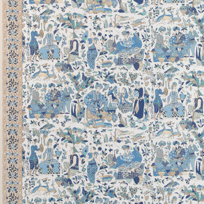 Samples and Purchasing available for Shalimar - Blue/Sand Blue By Brunschwig & Fils | La Menagerie Wallcovering |Chinoiserie Toile Wallcovering Print at Designer Wallcoverings and Fabrics