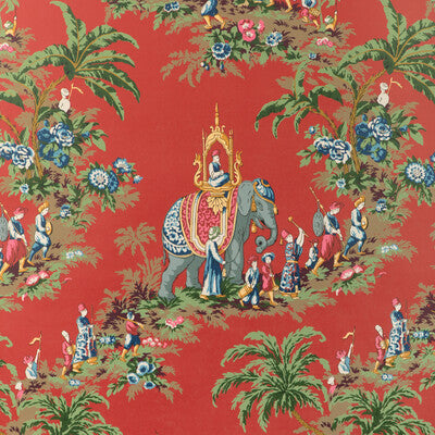 Samples and Purchasing available for Beauport Promenade - Red Red By Brunschwig & Fils | La Menagerie Wallcovering |Chinoiserie Toile Wallcovering Print at Designer Wallcoverings and Fabrics