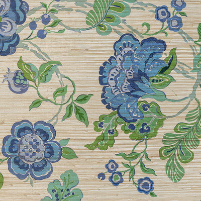 Samples and Purchasing available for Somerset Grasscloth - Blue Blue By Lee Jofa | Blithfield | Botanical & Floral Wallcovering Print at Designer Wallcoverings and Fabrics