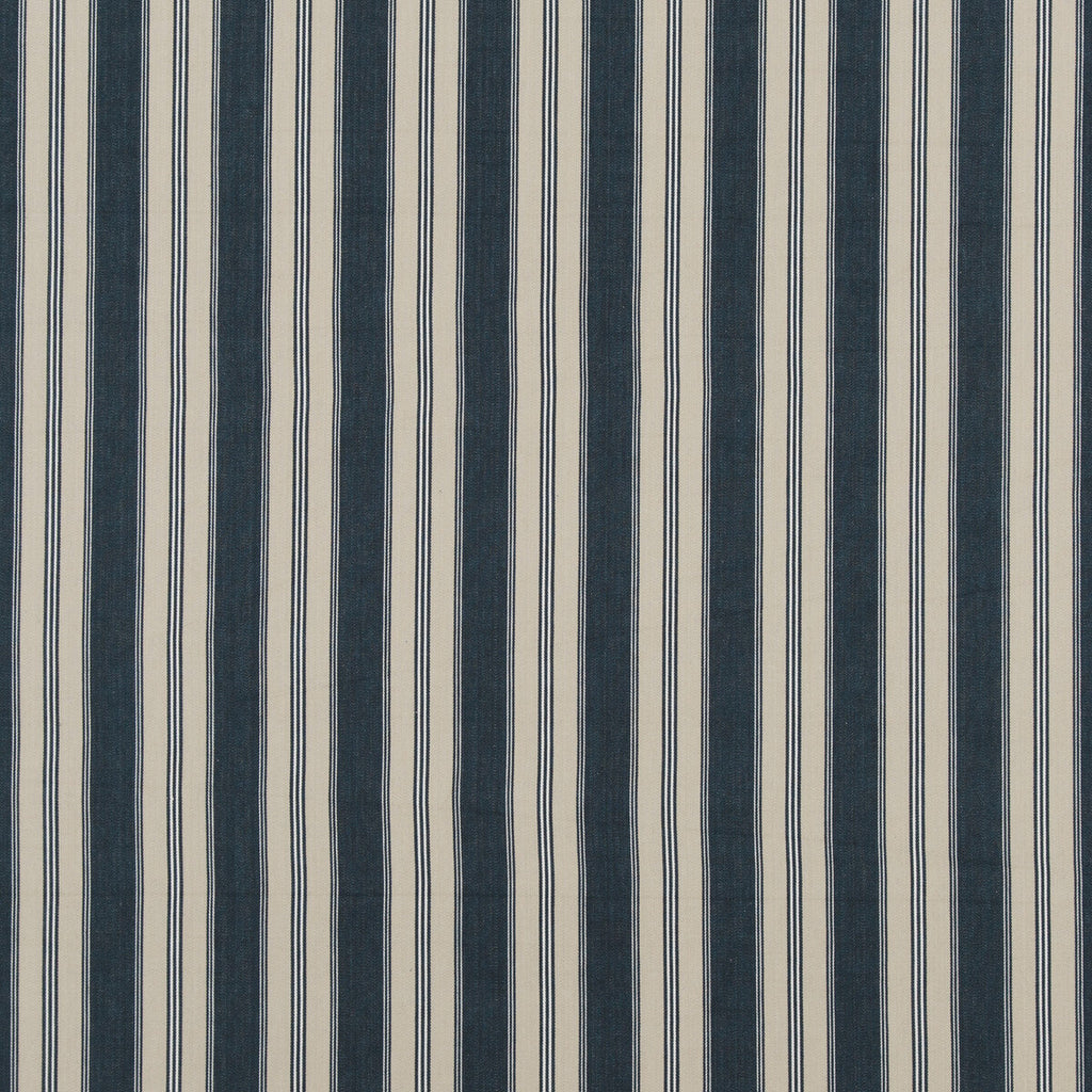 Samples and Purchasing available for Tango Ticking - Indigo Blue By Baker Lifestyle | Carnival |Stripes  Multipurpose Weave at Designer Wallcoverings and Fabrics