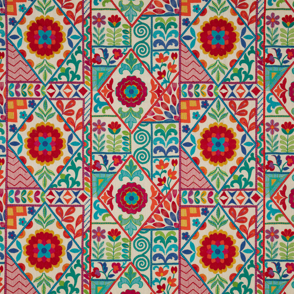 Samples and Purchasing available for Kahlo - Tutti Frutti Red By Baker Lifestyle | Fiesta |  Multipurpose Embroidery at Designer Wallcoverings and Fabrics