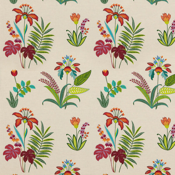 Samples and Purchasing available for Botanical Paradise - Multi Orange By Baker Lifestyle | Fiesta |  Multipurpose Embroidery at Designer Wallcoverings and Fabrics