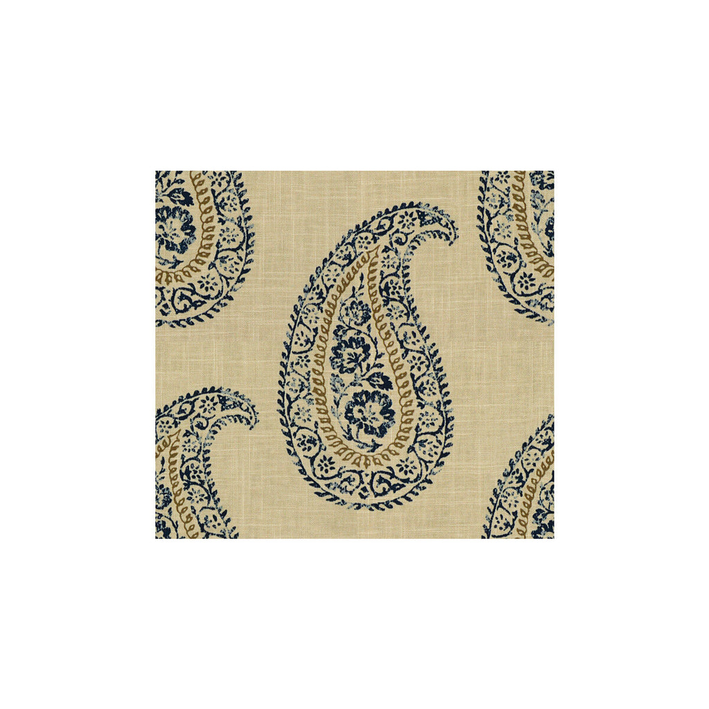 Samples and Purchasing available for Madira - Indigo/Taupe Beige By Baker Lifestyle | Echo Ii | Paisley Multipurpose Print at Designer Wallcoverings and Fabrics