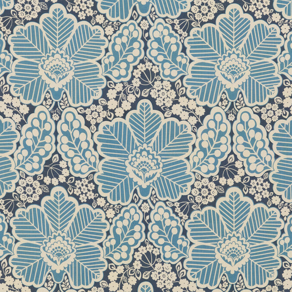 Samples and Purchasing available for Arbour - Indigo Blue By Baker Lifestyle | Block Party |Botanical & Floral  Multipurpose Print at Designer Wallcoverings and Fabrics