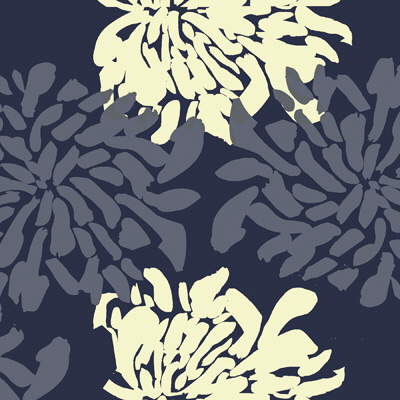 Samples and Purchasing available for Gyp Bloom - Midnight Blue By Seacloth |  |Botanical & Floral Modern Upholstery Print at Designer Wallcoverings and Fabrics