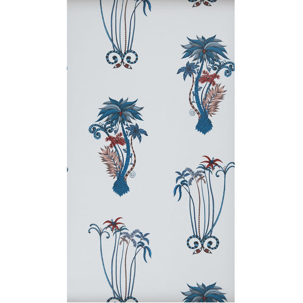 Samples and Purchasing available for Jungle Palms - Blue  By Clarke And Clarke | Animalia By Emma J Shipley For C&C | Botanical & Floral Wallcovering Print at Designer Wallcoverings and Fabrics