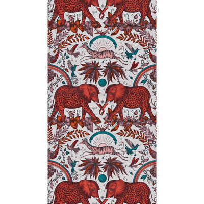 Samples and Purchasing available for Zambezi - Flame  Red By Clarke And Clarke | Wilderie By Emma J Shipley For C&C |Animal/Insects Novelty Wallcovering Print at Designer Wallcoverings and Fabrics