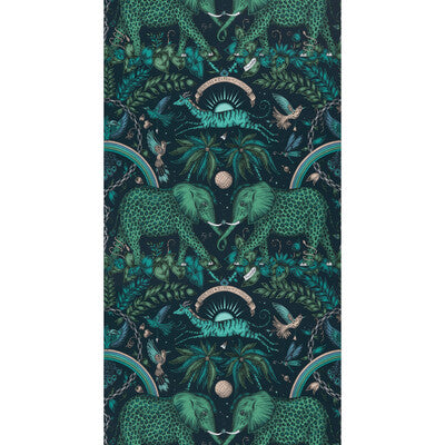 Samples and Purchasing available for Zambezi - Teal  By Clarke And Clarke | Wilderie By Emma J Shipley For C&C |Animal/Insects Novelty Wallcovering Print at Designer Wallcoverings and Fabrics