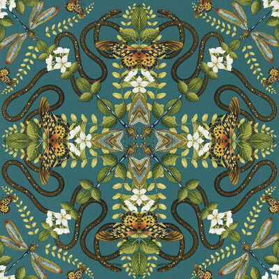 Samples and Purchasing available for Emerald Forest Wp - Teal Multi By Clarke And Clarke | Clarke & Clarke Botanical Wonders Wallpaper |Animal/Insects Novelty Wallcovering Print at Designer Wallcoverings and Fabrics