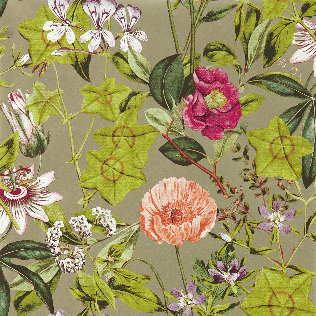 Samples and Purchasing available for Passiflora - Mulberry/Gilver Wp Multi By Clarke And Clarke | Clarke & Clarke Exotica 2 Luxury Wallcovering | Botanical & Floral Wallcovering Print at Designer Wallcoverings and Fabrics