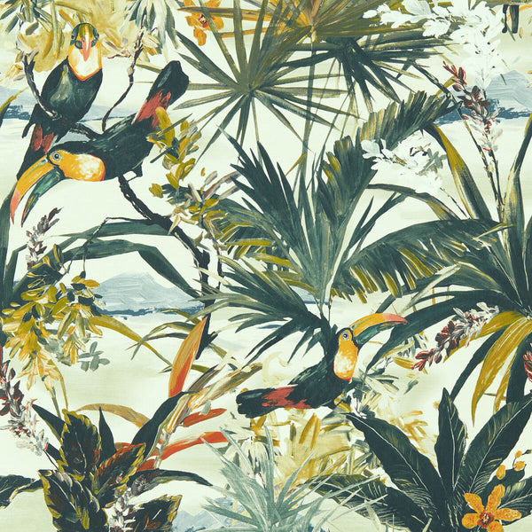 Samples and Purchasing available for Toucan - Antique Wp Green By Clarke And Clarke | Clarke & Clarke Exotica 2 Luxury Wallcovering |Animal/Insects Botanical & Floral Wallcovering Print at Designer Wallcoverings and Fabrics