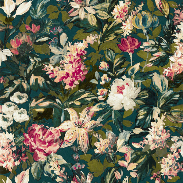 Samples and Purchasing available for Lilum - Peacock Wp Teal By Clarke And Clarke | Clarke & Clarke Marianne Wallcovering | Botanical & Floral Wallcovering Print at Designer Wallcoverings and Fabrics