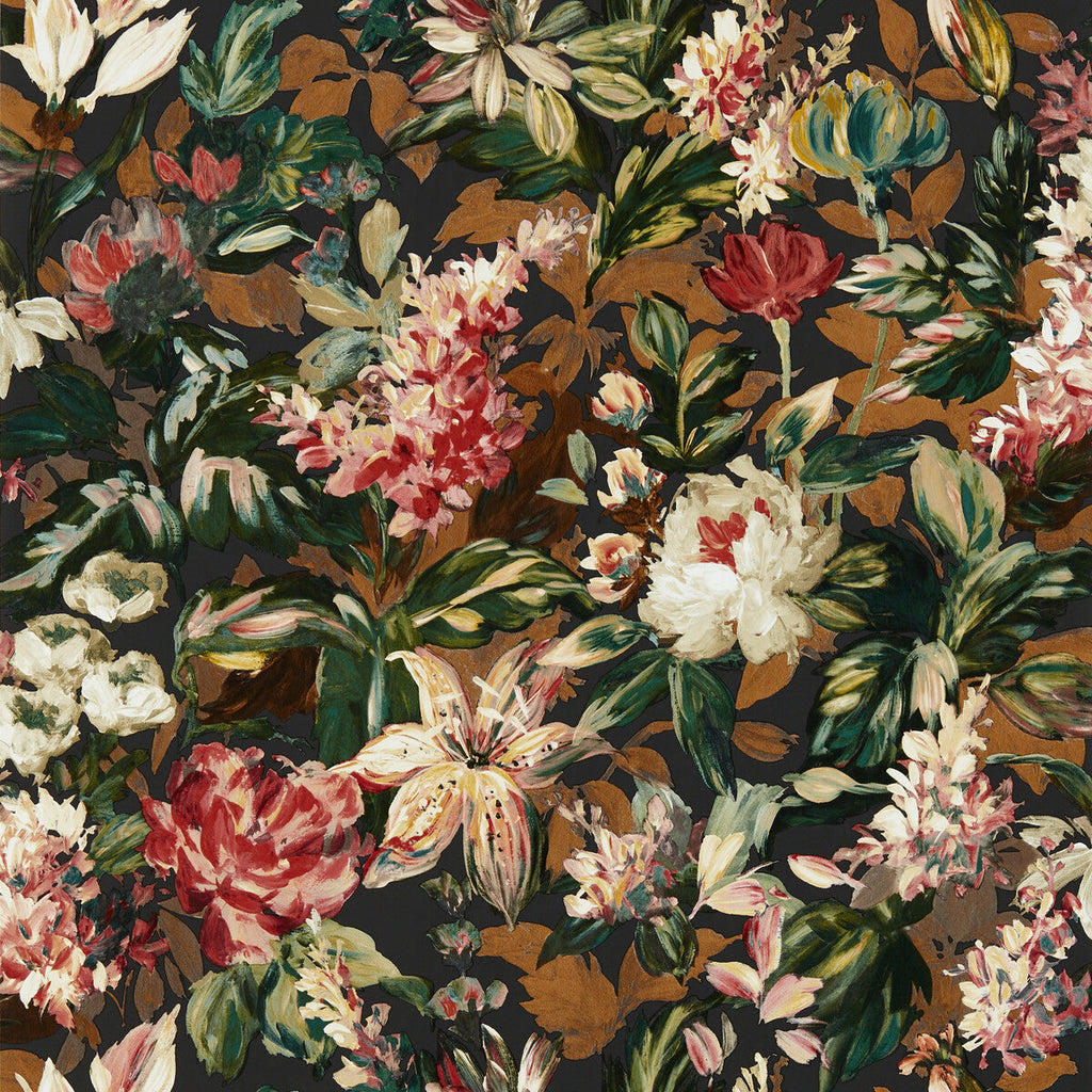 Samples and Purchasing available for Lilum - Russet Noir Wp Pink By Clarke And Clarke | Clarke & Clarke Marianne Wallcovering | Botanical & Floral Wallcovering Print at Designer Wallcoverings and Fabrics