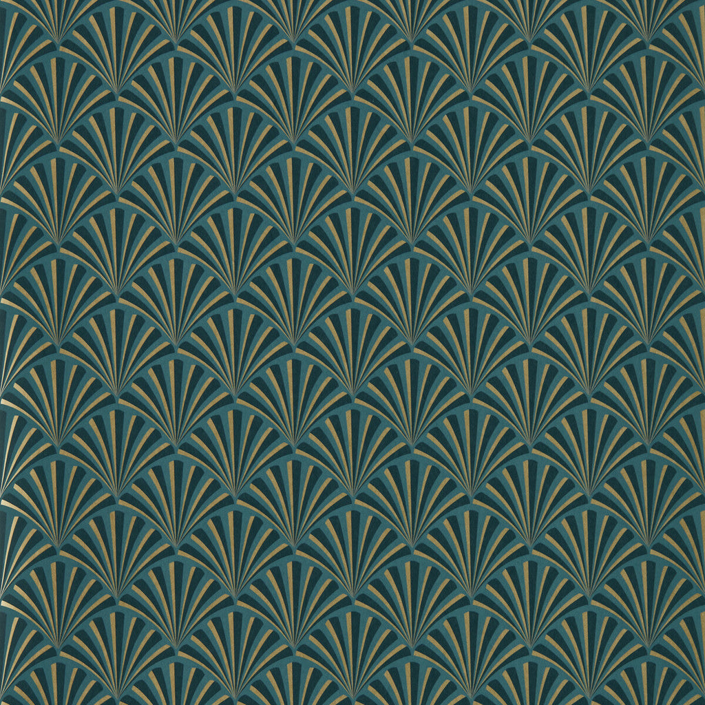 Samples and Purchasing available for Chrysler - Teal Wp Teal By Clarke And Clarke | Clarke & Clarke Lusso Wallcovering |Geometric Metallic Wallcovering Print at Designer Wallcoverings and Fabrics