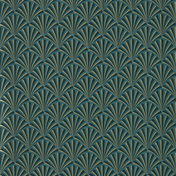 Samples and Purchasing available for Chrysler - Teal Wp Teal By Clarke And Clarke | Clarke & Clarke Lusso Wallcovering |Geometric Metallic Wallcovering Print at Designer Wallcoverings and Fabrics