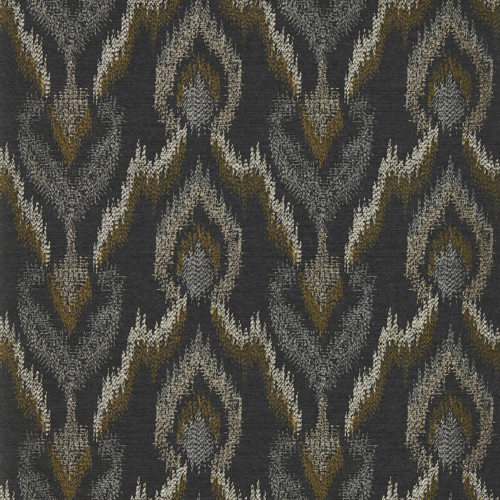 Samples and Purchasing available for Velluto - Noir Wp Black By Clarke And Clarke | Clarke & Clarke Lusso Wallcovering |Geometric Metallic Wallcovering Print at Designer Wallcoverings and Fabrics