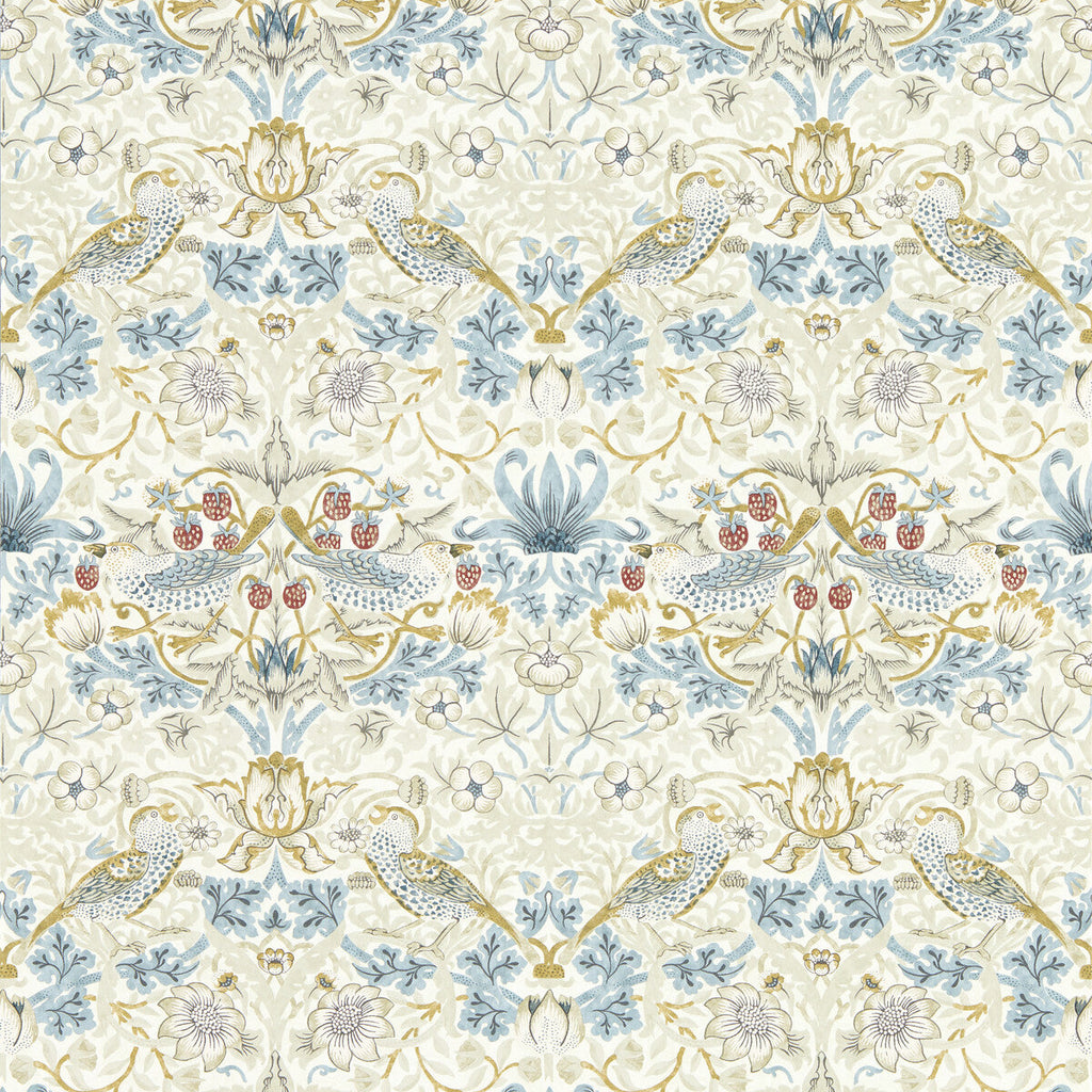 Samples and Purchasing available for Strawberry Thief - Linen Wp Beige By Clarke And Clarke | Clarke & Clarke William Morris Wallcovering |Botanical & Floral Animal/Insects Wallcovering Print at Designer Wallcoverings and Fabrics