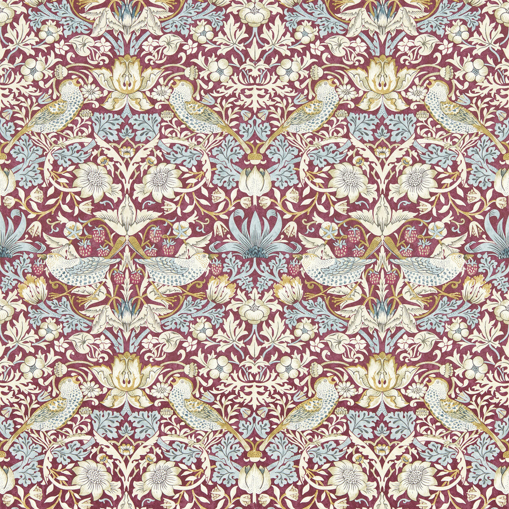 Samples and Purchasing available for Strawberry Thief - Plum Wp Burgundy/Red By Clarke And Clarke | Clarke & Clarke William Morris Wallcovering |Botanical & Floral Animal/Insects Wallcovering Print at Designer Wallcoverings and Fabrics