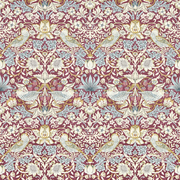 Samples and Purchasing available for Strawberry Thief - Plum Wp Burgundy/Red By Clarke And Clarke | Clarke & Clarke William Morris Wallcovering |Botanical & Floral Animal/Insects Wallcovering Print at Designer Wallcoverings and Fabrics