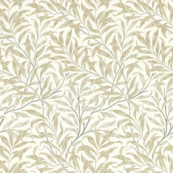 Samples and Purchasing available for Willow Boughs - Linen Wp White By Clarke And Clarke | Clarke & Clarke William Morris Wallcovering | Botanical & Floral Wallcovering Print at Designer Wallcoverings and Fabrics