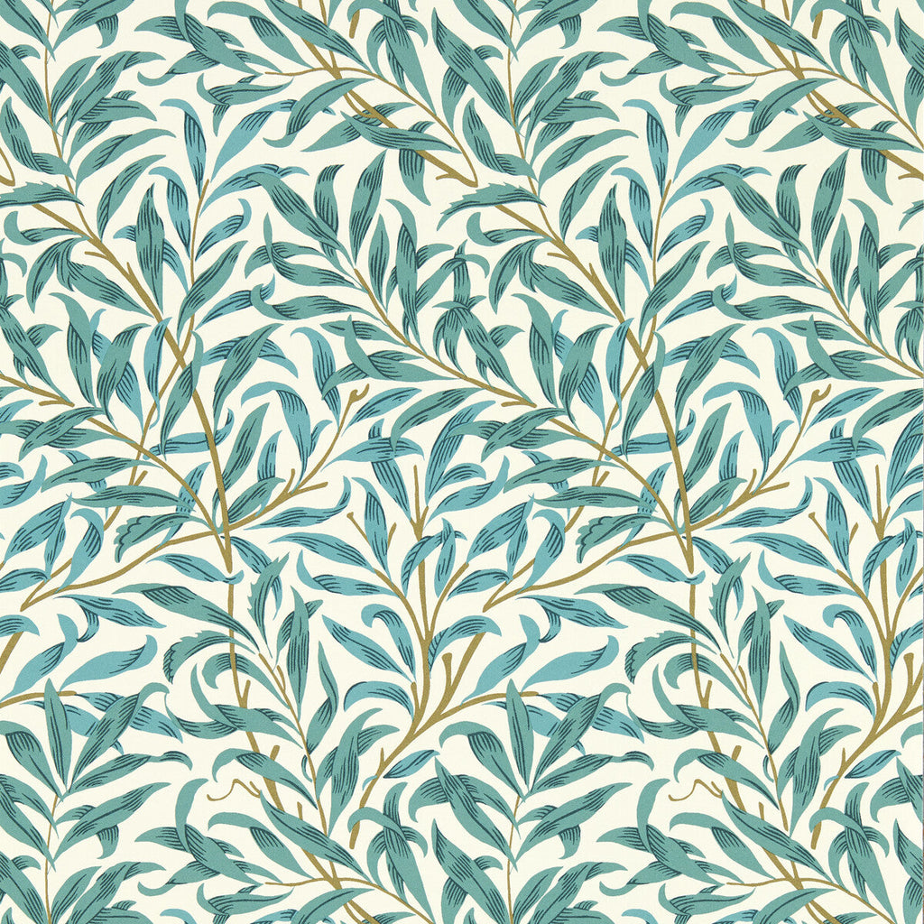 Samples and Purchasing available for Willow Boughs - Teal Wp Teal By Clarke And Clarke | Clarke & Clarke William Morris Wallcovering | Botanical & Floral Wallcovering Print at Designer Wallcoverings and Fabrics